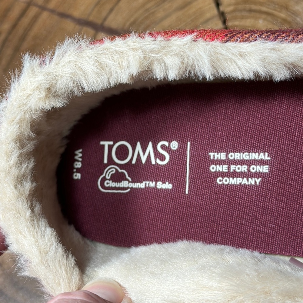 NWT TOMS Red Cozy Plaid Alpargata - Picture 8 of 14